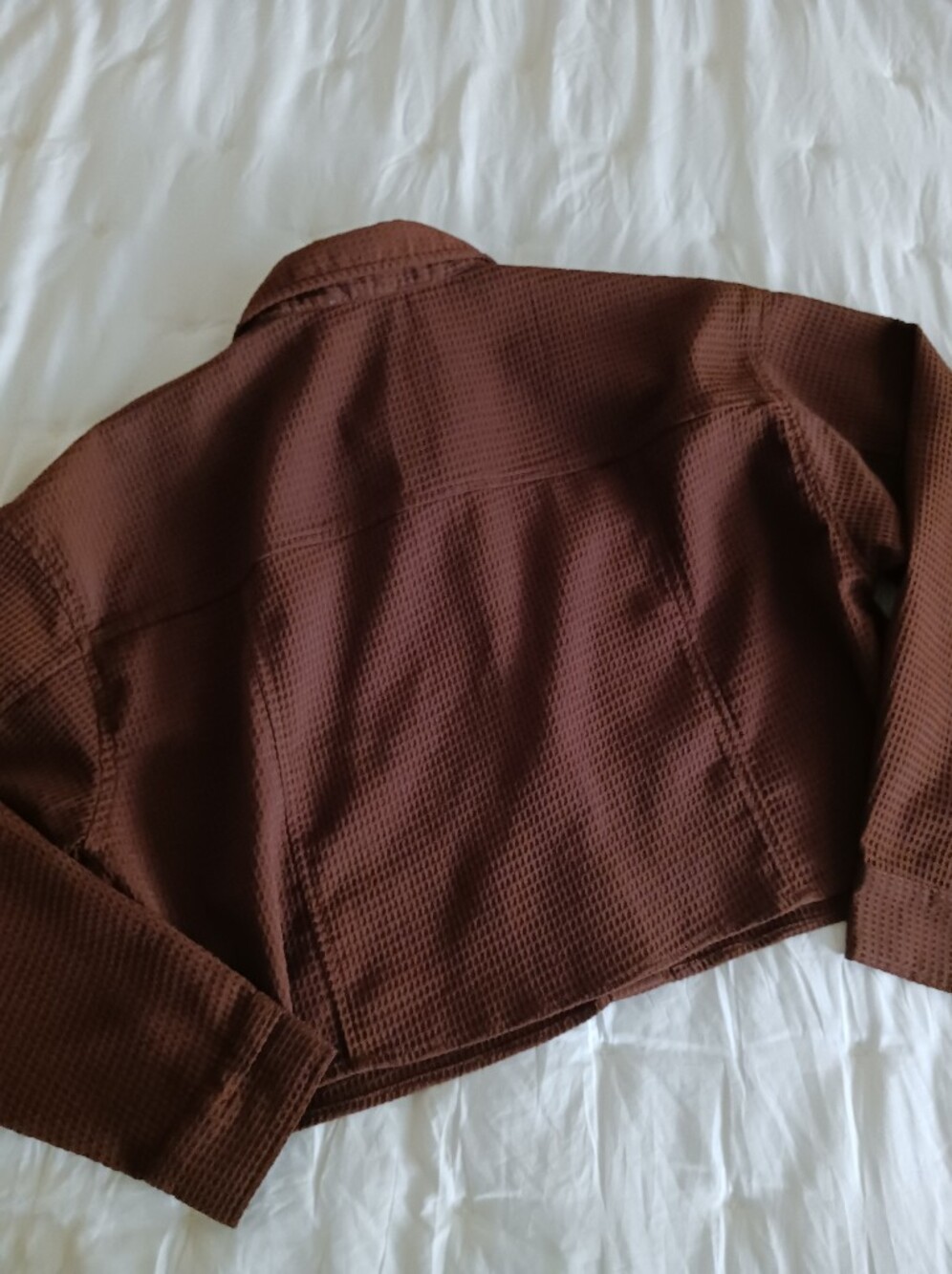 Le Lis Waffle-Knit Brown Button-Up Shirt - Picture 3 of 7